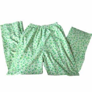 Vintage handmade green floral pull on elastic sleep pants